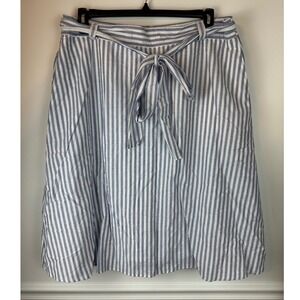 LANE BRYANT Blue & White Seersucker Midi Skirt Waist Tie NWT | Size 20